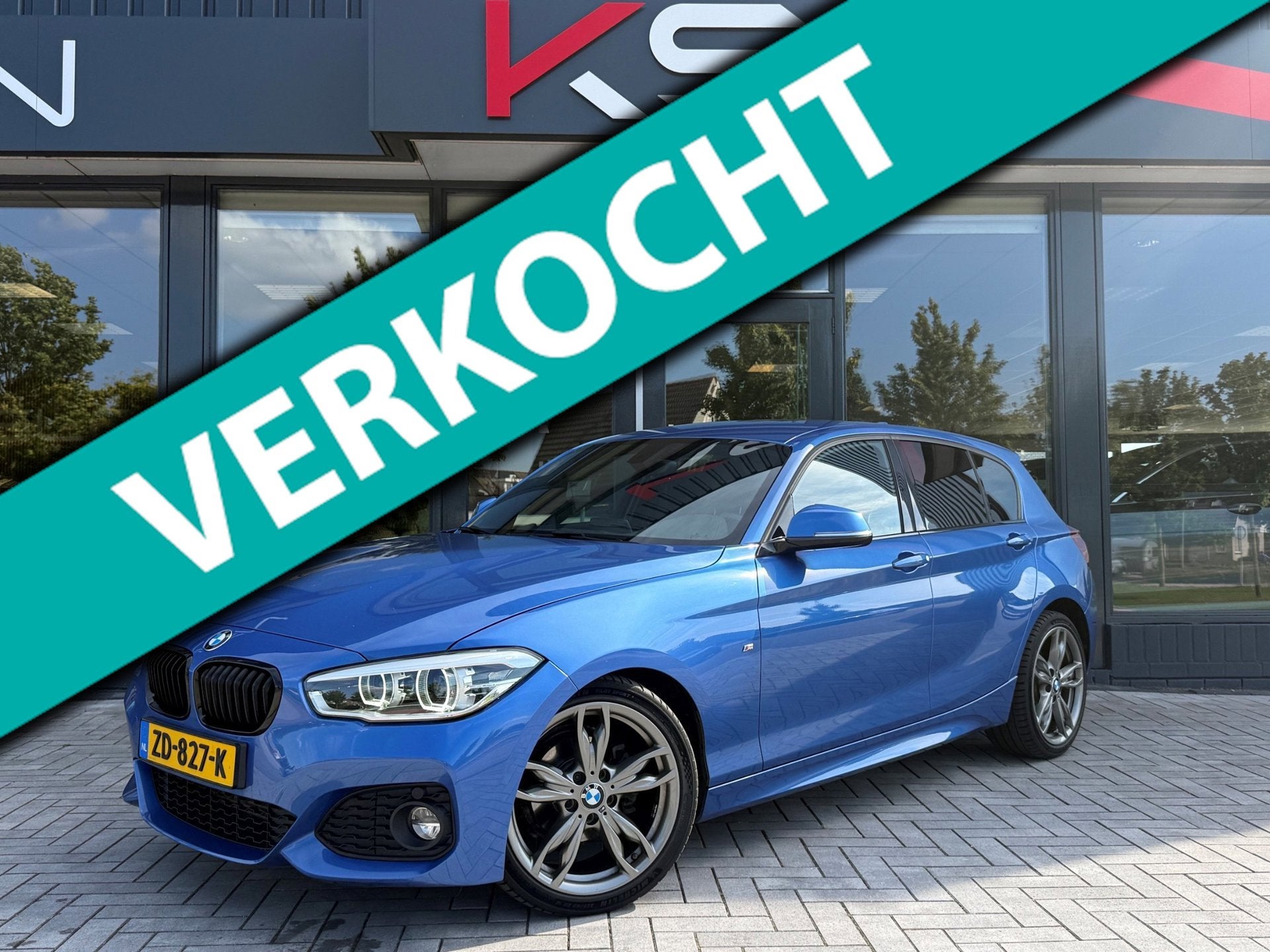 BMW 1-serie 118i Edition M Sport Led Leder Carplay Pdc, 1-Serie, Dealer onderhouden, Blauw, Leder