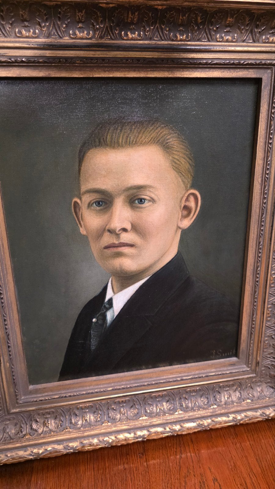 Groot antiek portret schilderij, Ophalen