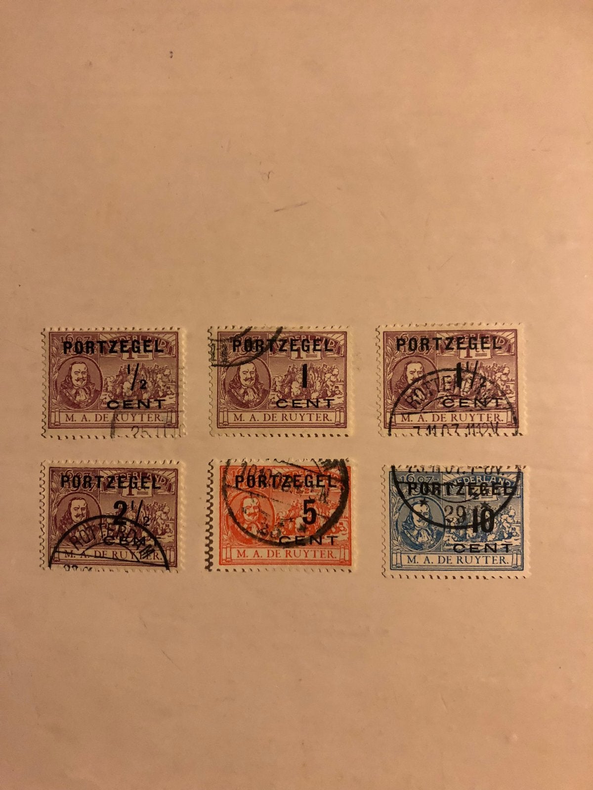 Herdenkingszegels van M.A. de Ruyter, Postzegels en Munten, Postzegels | Nederland, Ophalen of Verzenden, T/m 1940, Gestempeld