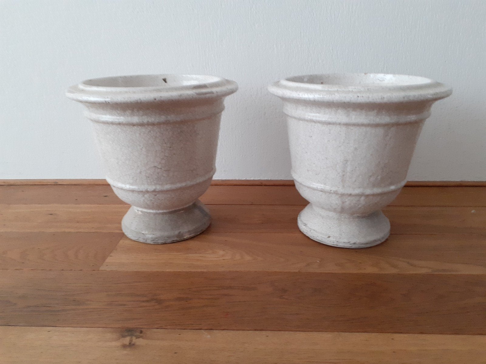 Set van 2 marmeren bloempotten, Tuin en Terras, Ophalen, Steen, Gebruikt, Binnen