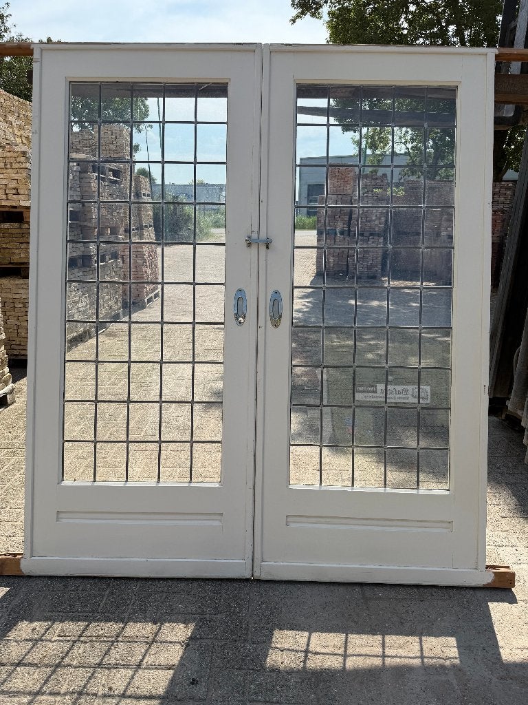 Set schuif / en-suite deuren met glas in lood 204x175cm., Antiek en Kunst, Curiosa en Brocante, Ophalen