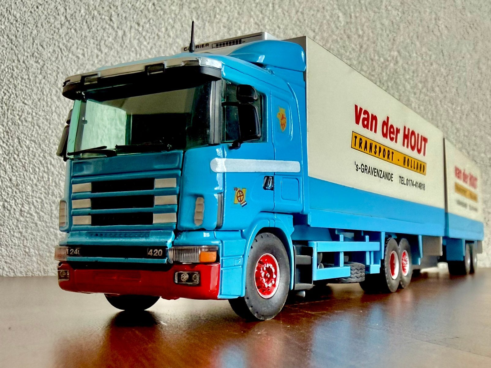 Tekno Van der Hout ‘s-Gravenzande Scania 124L, 420, Ophalen of Verzenden, Zo goed als nieuw, Bus of Vrachtwagen, Tekno