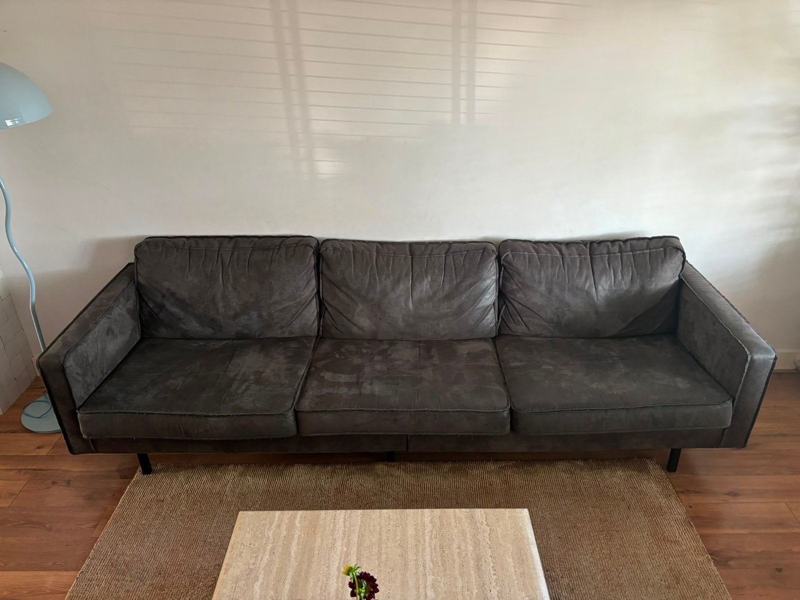 GRATIS - BePureHome Rodeo 3-zits bank eco-leer donkergrijs, Ophalen, 250 tot 300 cm, Gebruikt, Driepersoons