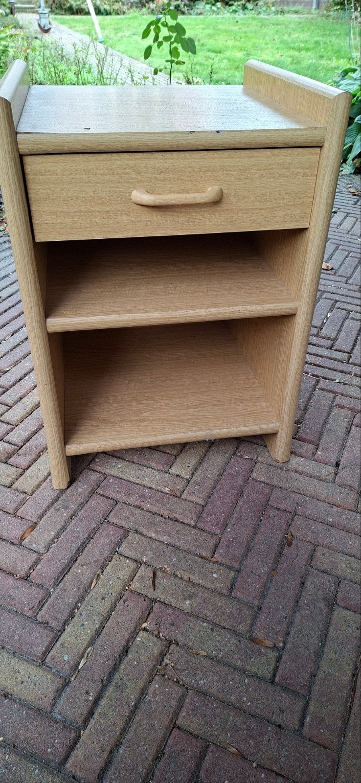 Nachtkastje/bijzettafel met lade en planken, Huis en Inrichting, Ophalen, Gebruikt, Minder dan 45 cm, 55 tot 70 cm