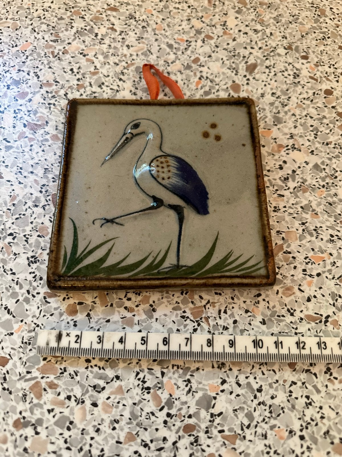 Keramische tegel met reiger - Wanddecoratie, Ophalen of Verzenden