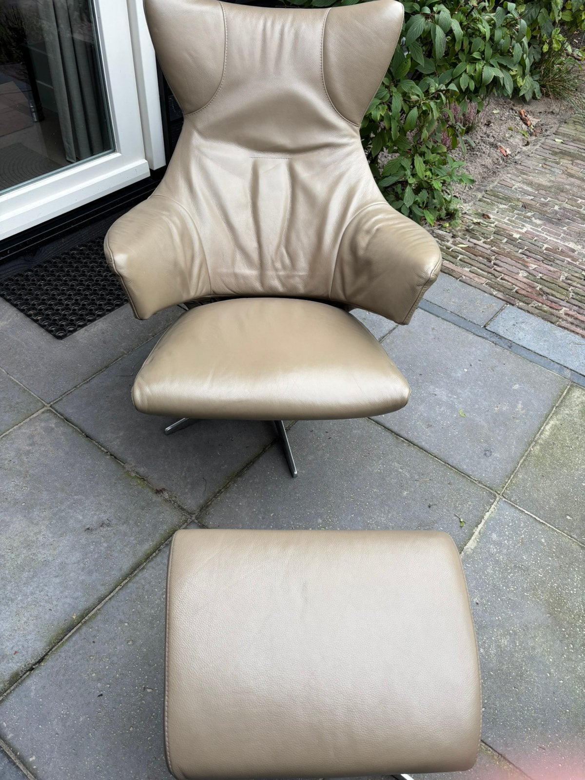 Mooie lederen beige relaxfauteuil Topform Sesto |  Eijerkamp, Ophalen, Zo goed als nieuw, 50 tot 75 cm, Topform Sesto