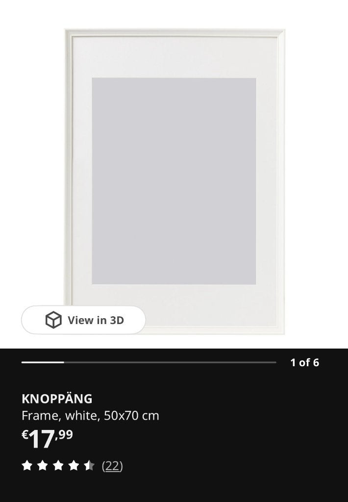 IKEA Knoppäng 50x70 cm lijst en posterset, Huis en Inrichting, Woonaccessoires | Lijsten, Ophalen