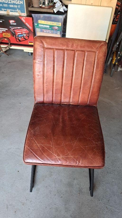 eetkamerstoelen, Huis en Inrichting, Stoelen, Ophalen, Gebruikt, Bruin, Leer