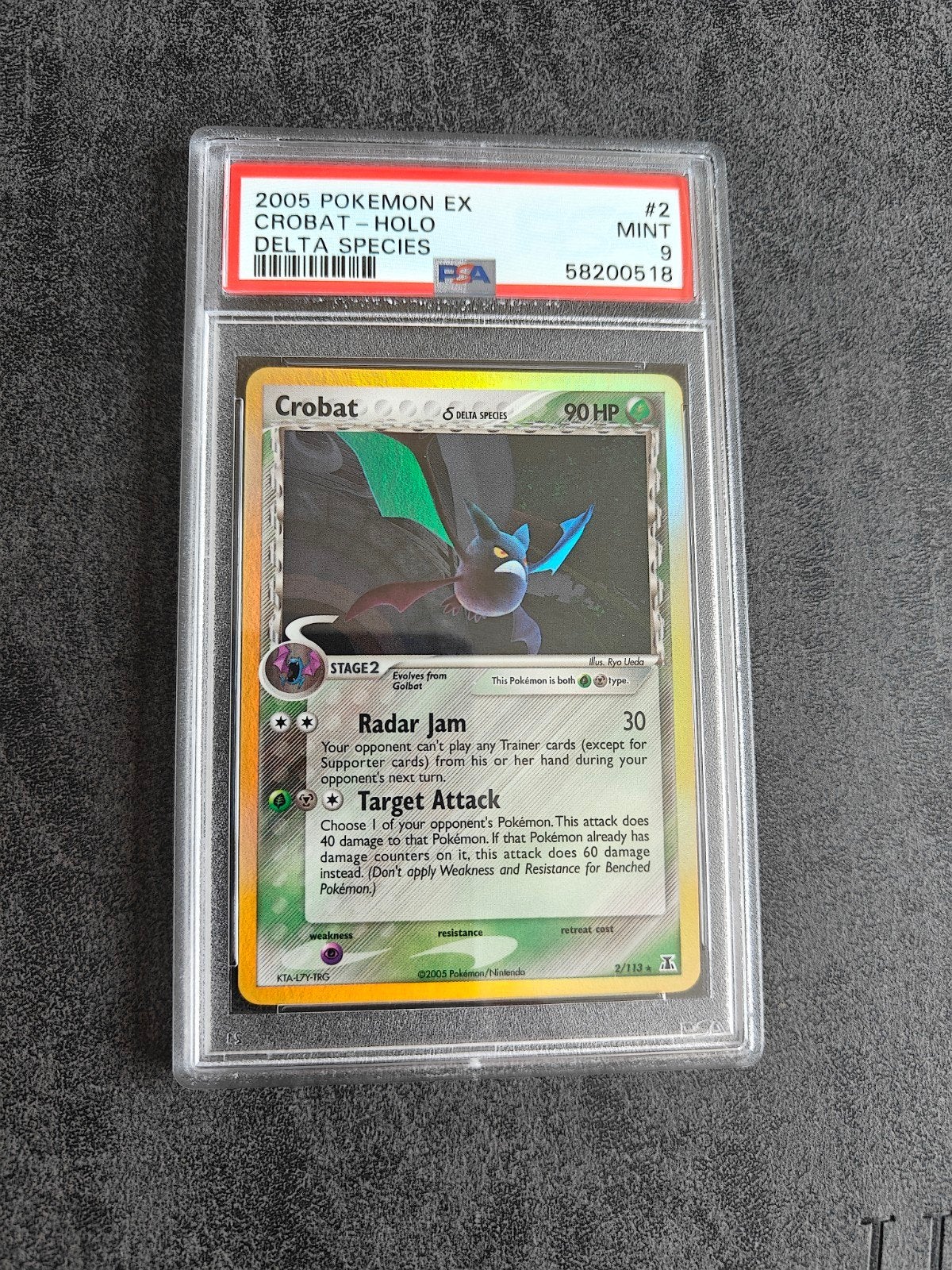 Crobat Holo Delta Species PSA 9 Mint, Ophalen of Verzenden, Zo goed als nieuw, Losse kaart, Foil