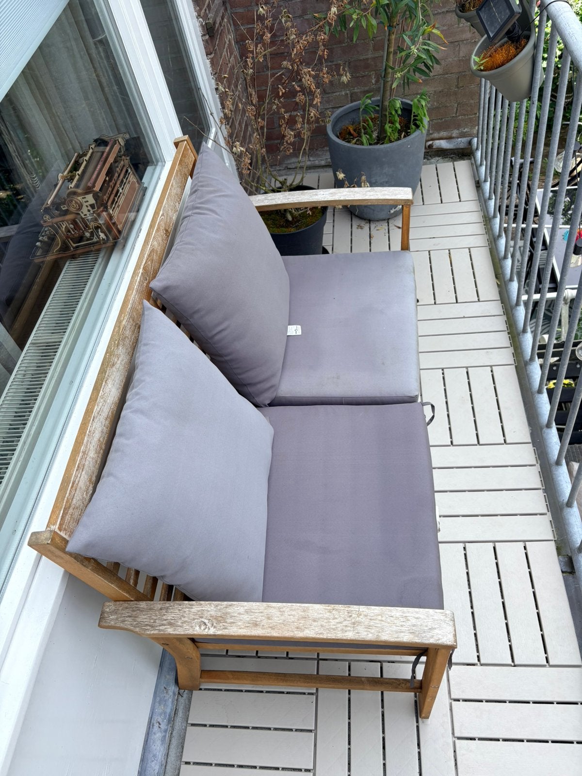 VidaXL Tuinbank met donkergrijs kussen, 120 massief acacia, Ophalen, Hout