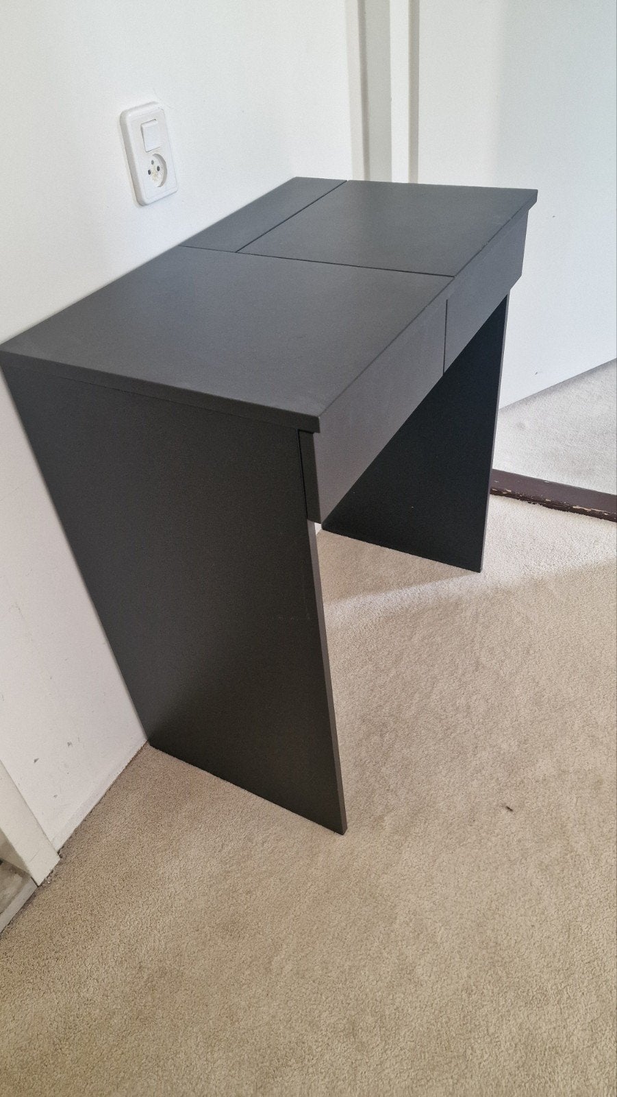 Zwart kaptafeltje met spiegel en opbergruimte, Gebruikt, Minder dan 100 cm, Modern, Hout