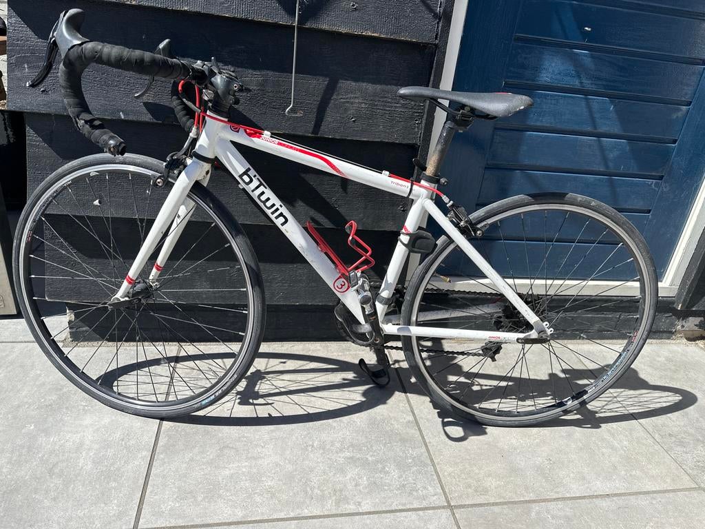 Btwin racefiets, wit met rode accenten, Fietsen en Brommers, Minder dan 10 versnellingen, Aluminium, Minder dan 49 cm, Ophalen