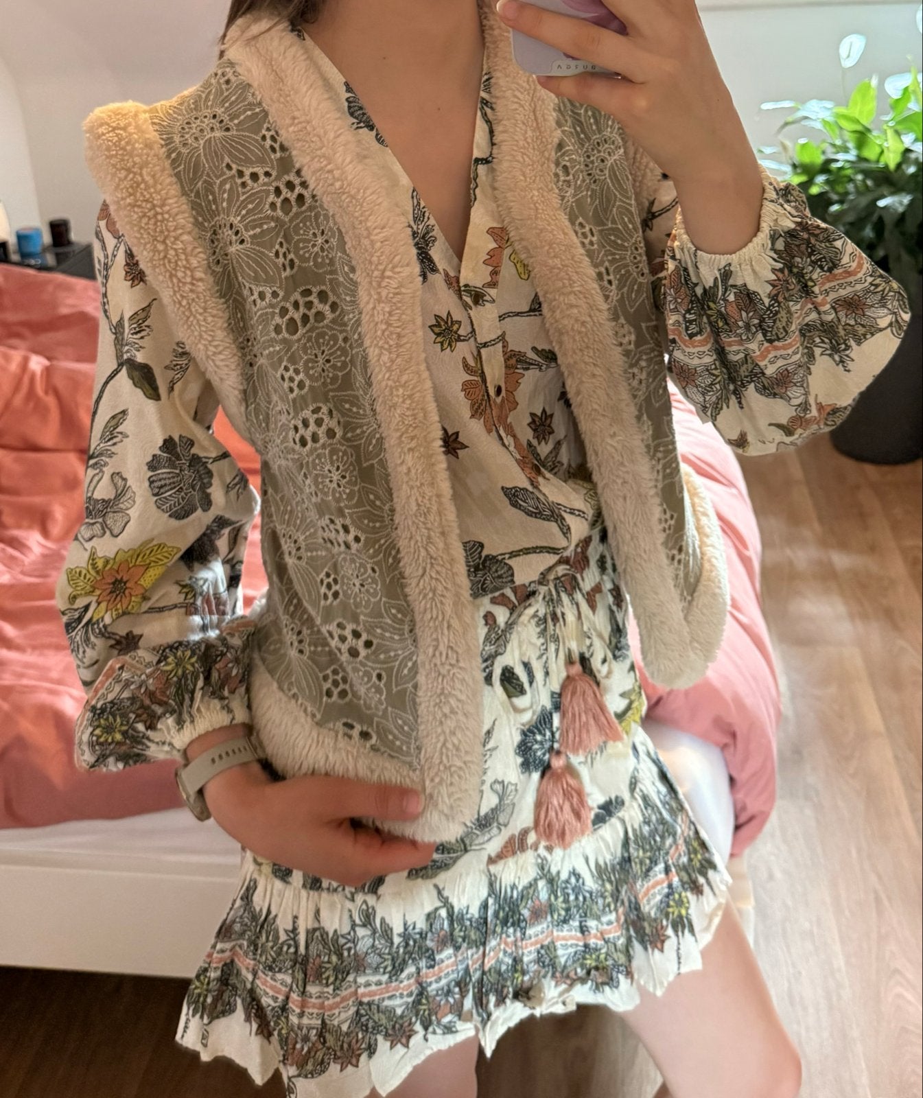 Cotton Club set: blouse, rok en gilet - Maat S, Meerkleurig, Ophalen of Verzenden, Zo goed als nieuw, Maat 36 (S)