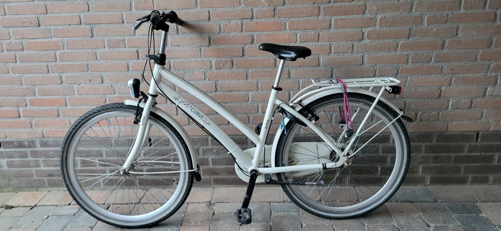 Witte Alpina Curve meisjesfiets 26-inch met bagagedrager, Gebruikt, 26 inch, Ophalen, Overige merken