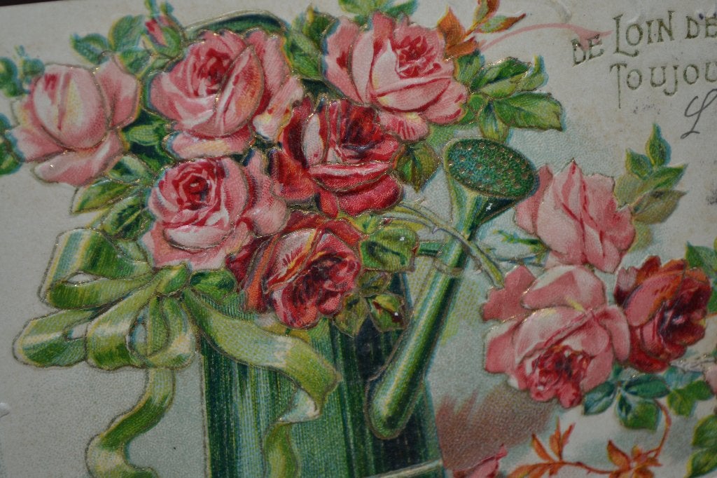 frankrijk 1907 relief gieter rose rozen, Ophalen of Verzenden, Voor 1920, Gelopen, Sterren en Beroemdheden