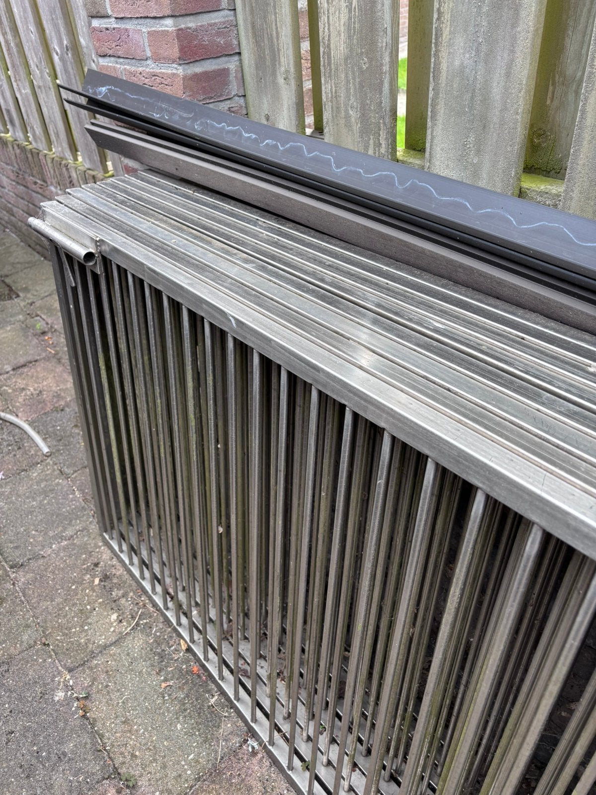 Roestvrijstalen hekken 8 stuks, Tuin en Terras, Tuinhekken en Hekwerk, Ophalen, Gebruikt, Overige materialen, Overige typen