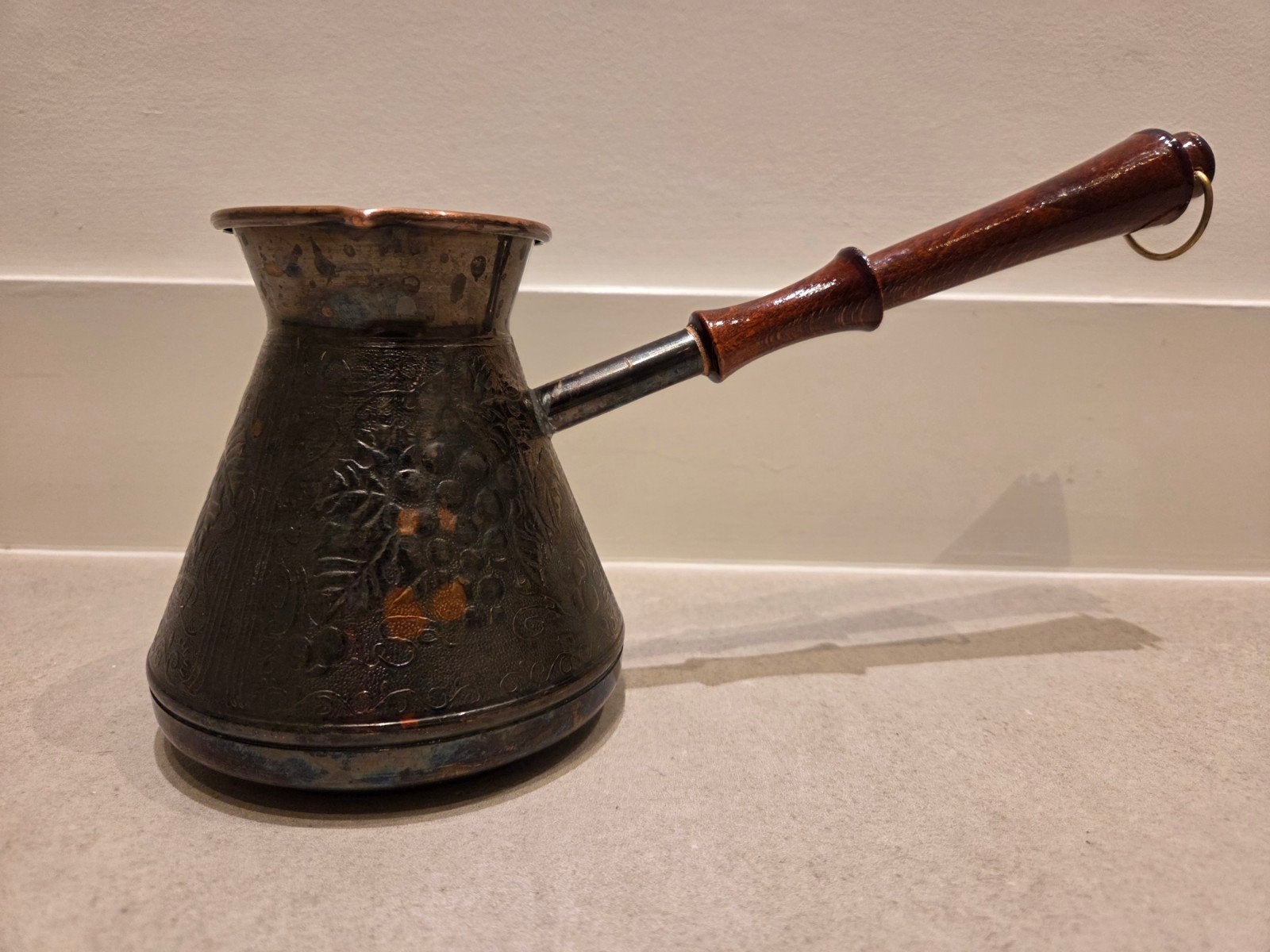 Koperen Turkse Koffiepot met Houten Handvat, Ophalen of Verzenden