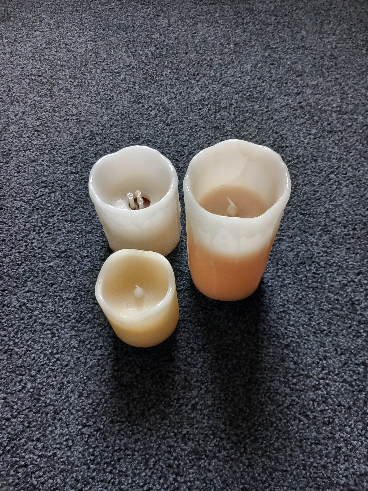3 led kaarsen, verschillende afmetingen, Huis en Inrichting, Ophalen of Verzenden, Zo goed als nieuw, Beige, Kaars