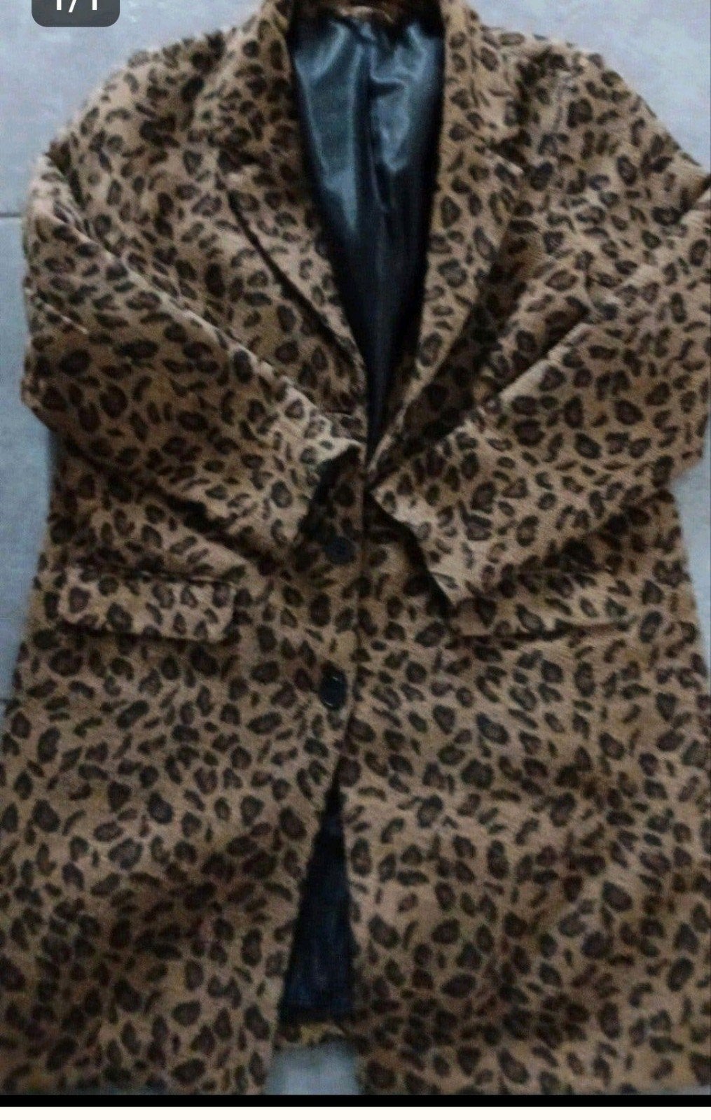 tijgerprint jas mt L, Kleding | Dames, Jassen | Winter, Ophalen, Bruin, Maat 42/44 (L), Gedragen