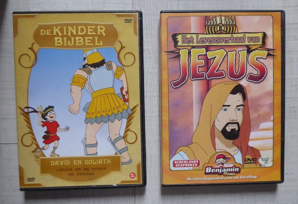 DVD"s  David en Goliath en het levensverhaal van Jezus, Animatie, Alle leeftijden, Overige soorten, Zo goed als nieuw