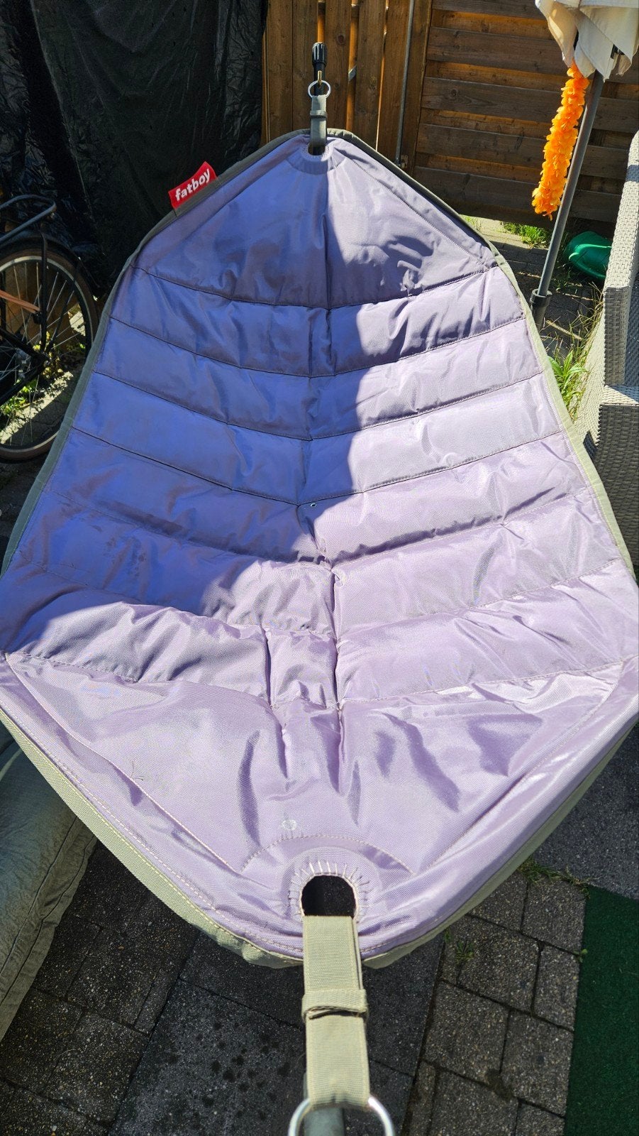 Fatboy hangmat paars met standaard, Tuin en Terras, Ophalen, Gebruikt, Met standaard, Eenpersoons