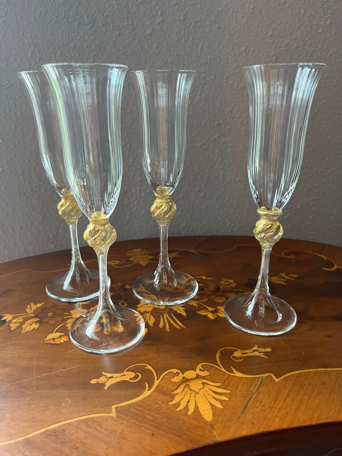 Vintage Murano Champagneglazen met 24k Bladgoud, Antiek en Kunst, Ophalen of Verzenden