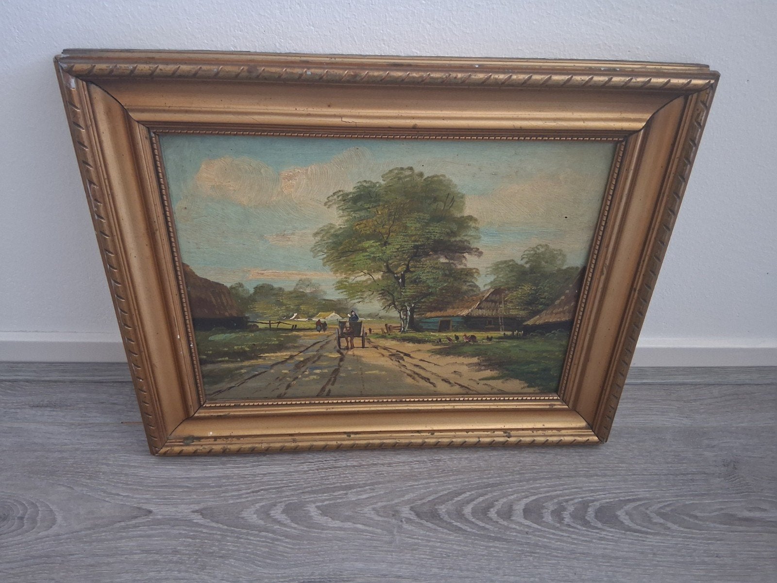 Oud landschap schilderij Coevorden, gesigneerd, Ophalen of Verzenden