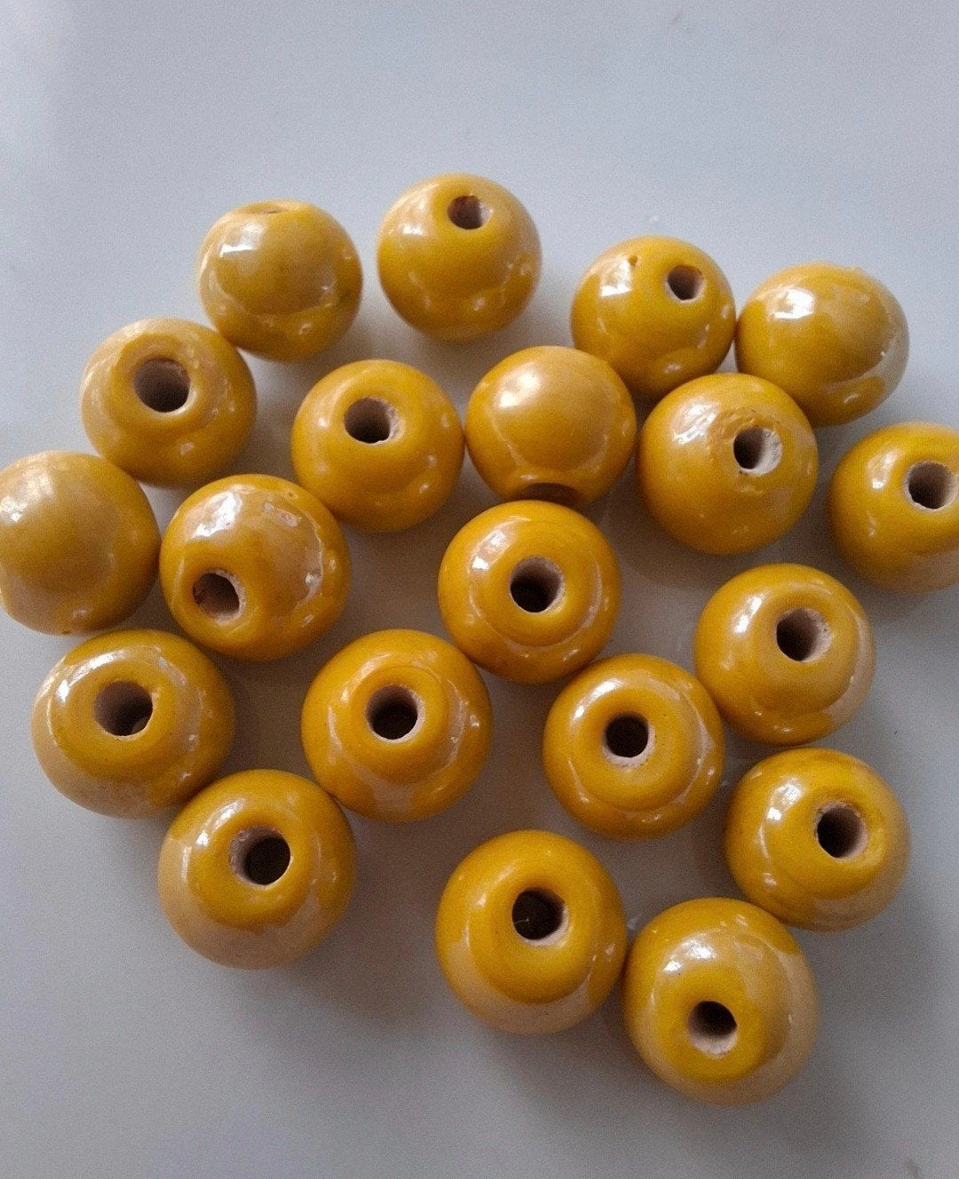 20 stuks 8 mm keramiek glaskralen geel kralen, Kraal, -, -, Nieuw