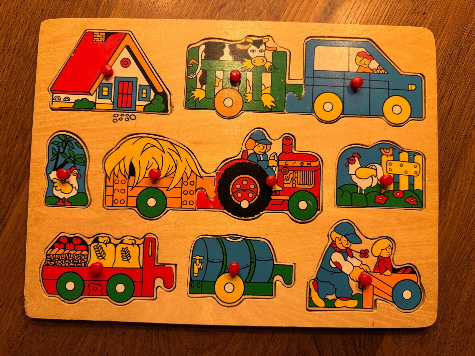 Houten Boerderij Puzzel met Knoppen voor Kinderen, Ophalen of Verzenden, Gebruikt, Overige typen