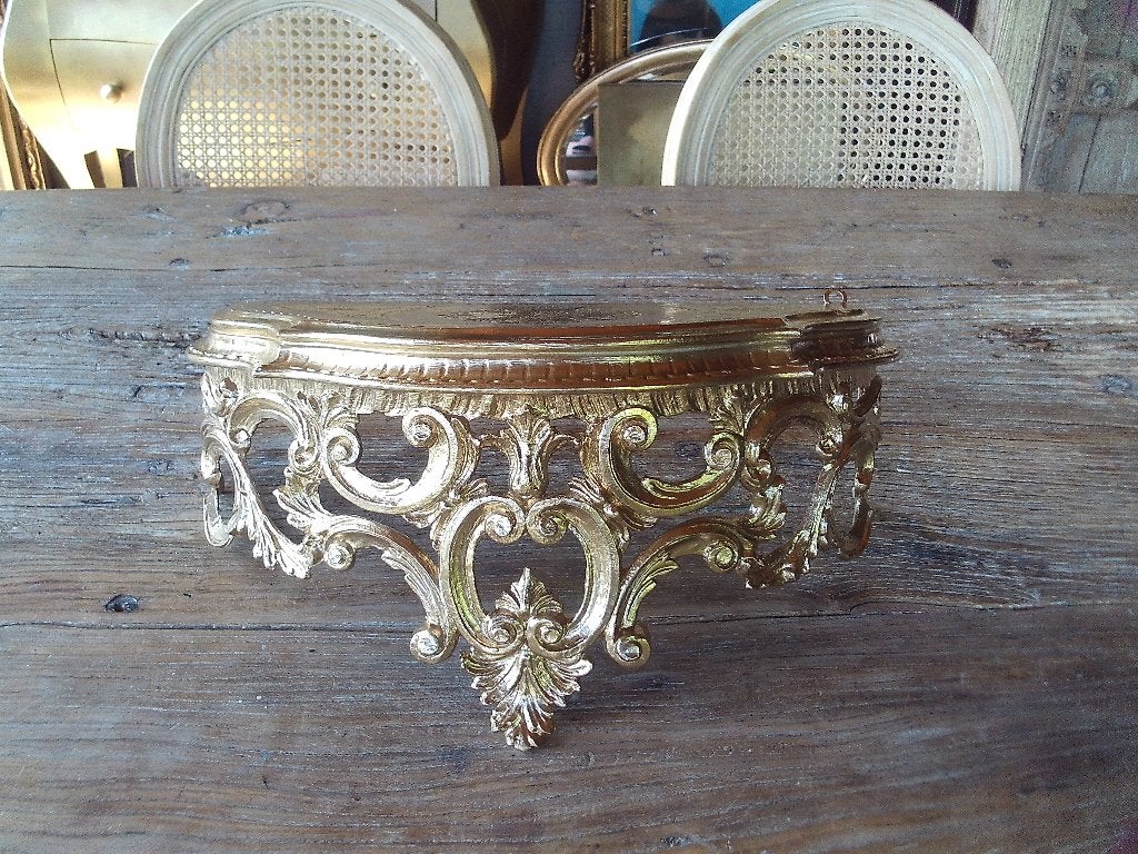 Brocante Polystone Wandtafel/Console - Goudkleurig, Ophalen