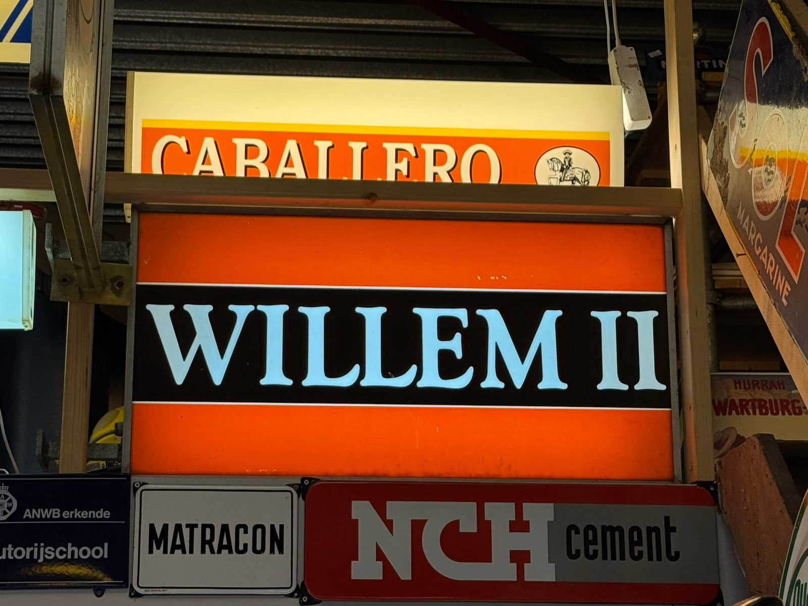 Vintage Willem II Lichtbak - Reclamebord, Ophalen, Gebruikt, Lichtbak of (neon) lamp