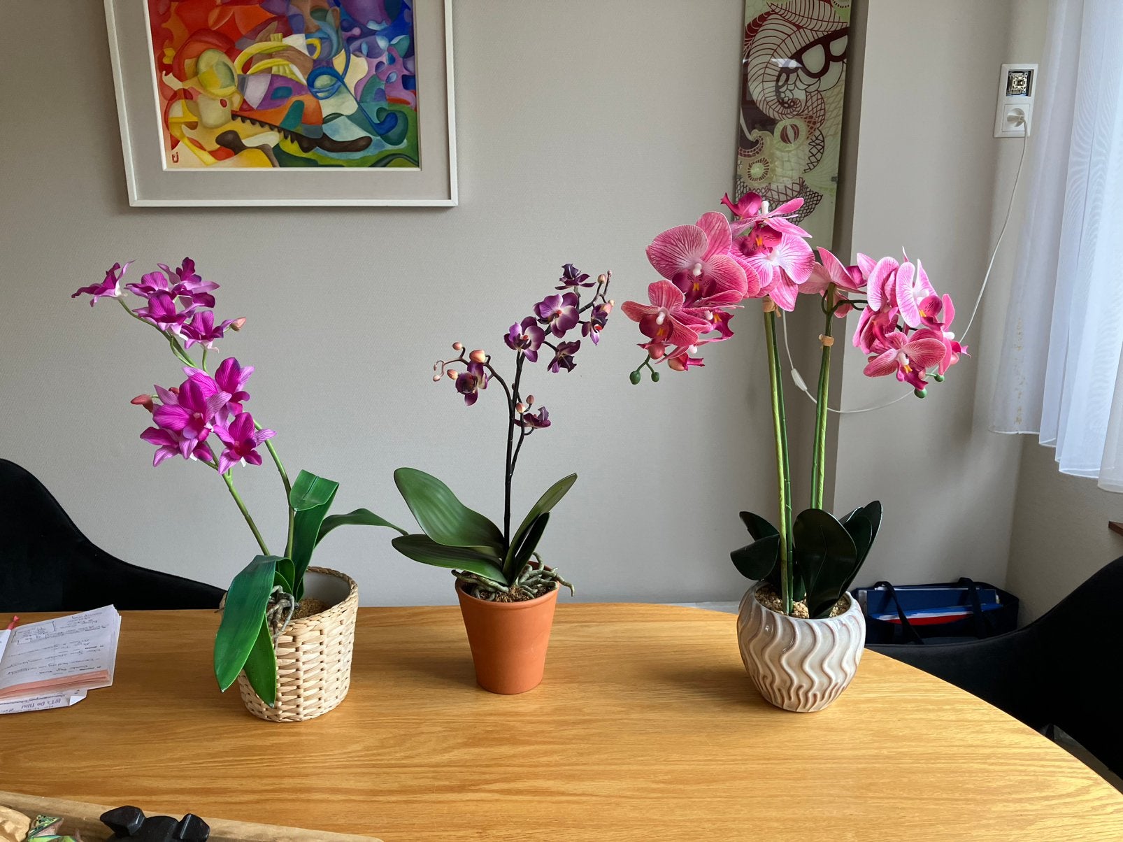 Orchide kunstplanten 3 st.  Roze paars cyclaam per stuk, Ophalen, Gebruikt