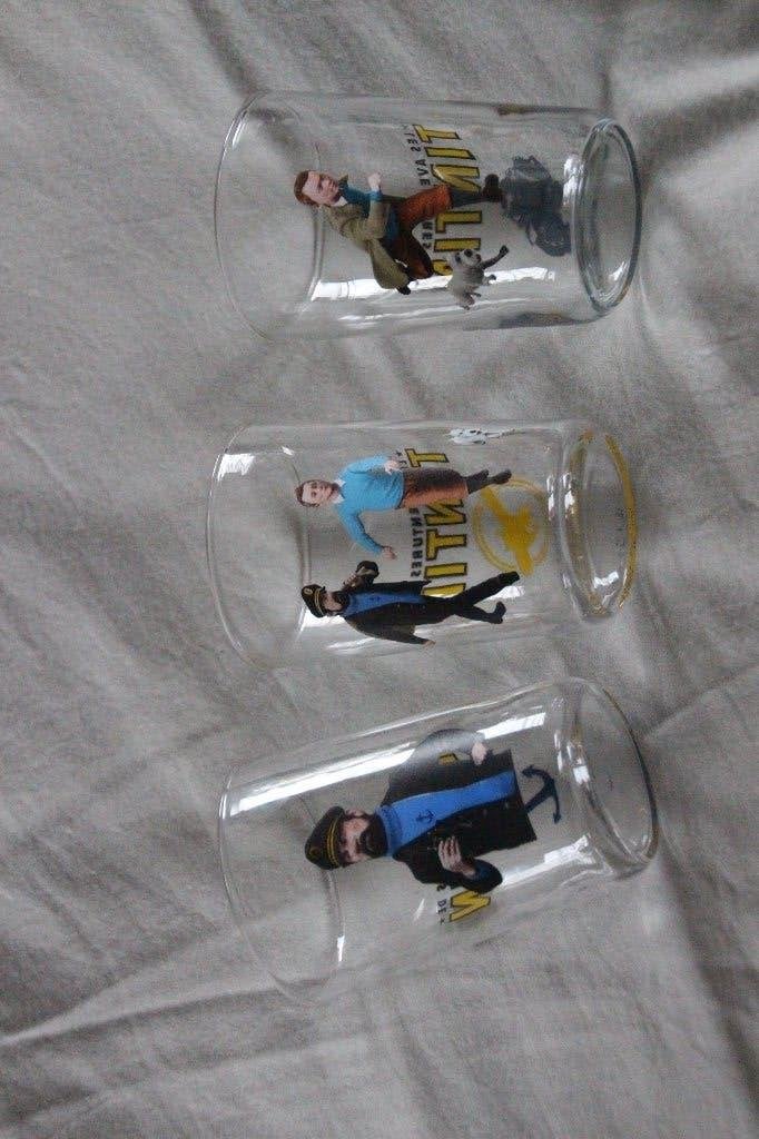 3x Verre Tintin Haddock Amora Lombard 2011 Hergé Kuifje glas, Verzamelen, Verzenden, Kuifje, Zo goed als nieuw, Beeldje of Figuurtje