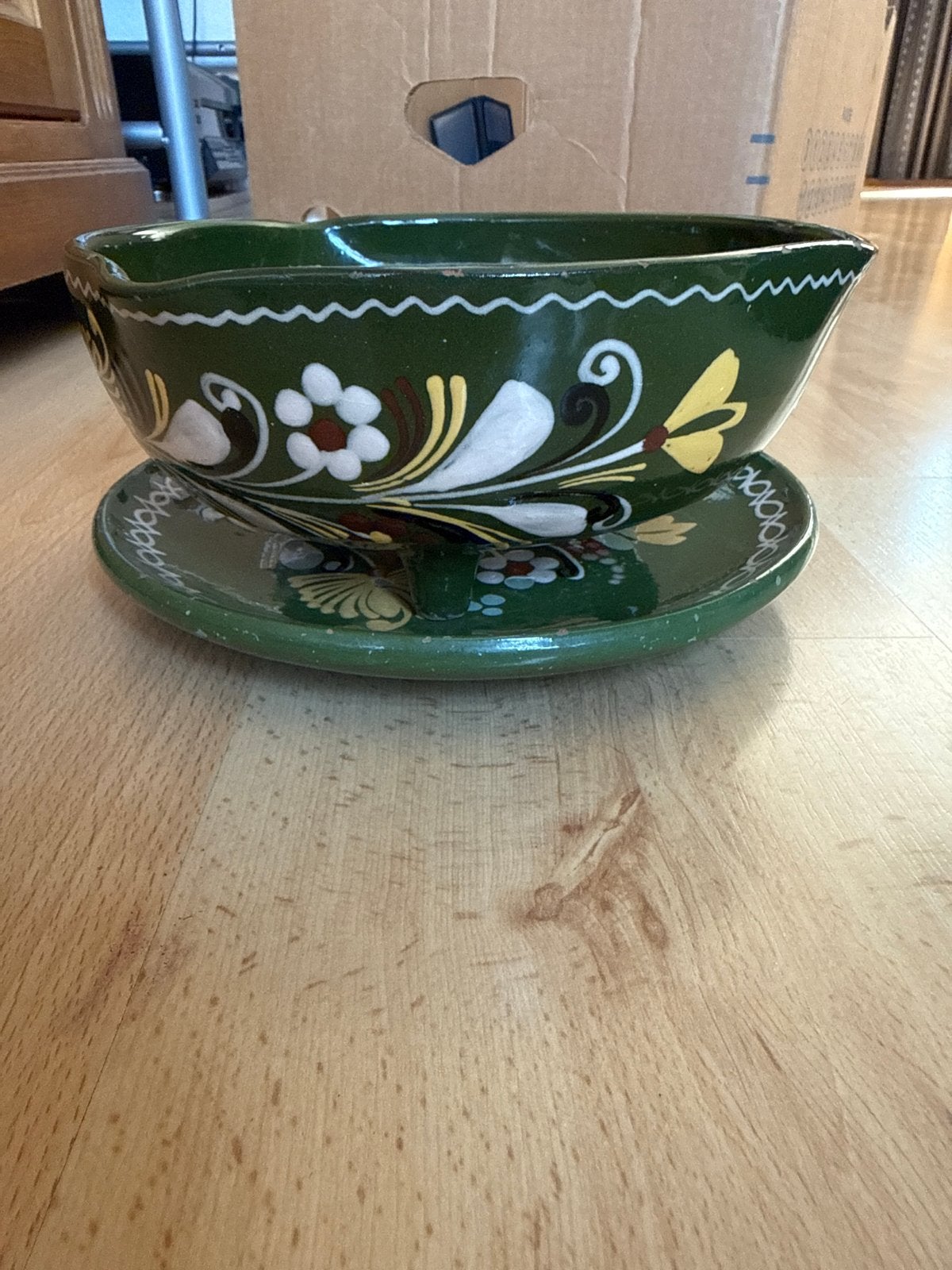 Vintage Hongaars Aardewerk Fruittesje - Groen Geglazuurd, Antiek en Kunst, Antiek | Keramiek en Aardewerk, Ophalen of Verzenden