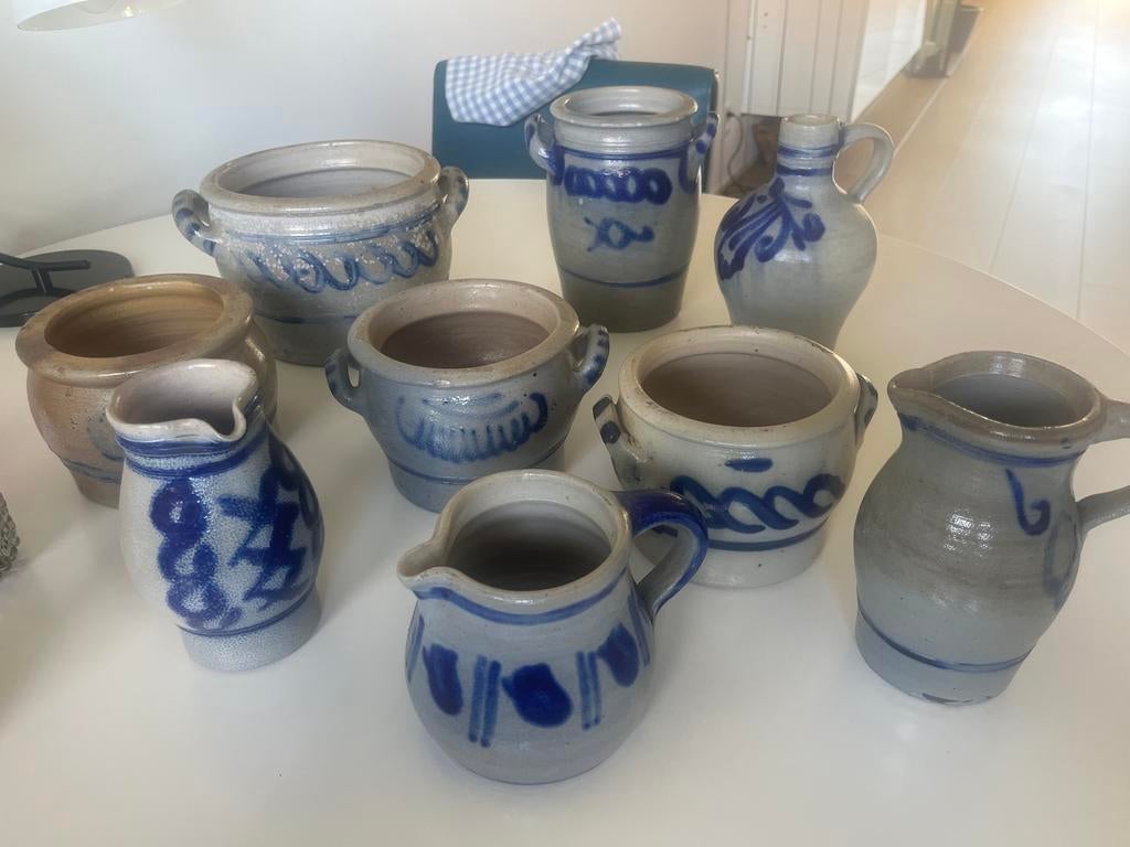 Set van 9 Antieke Keulse Potten, Ophalen of Verzenden