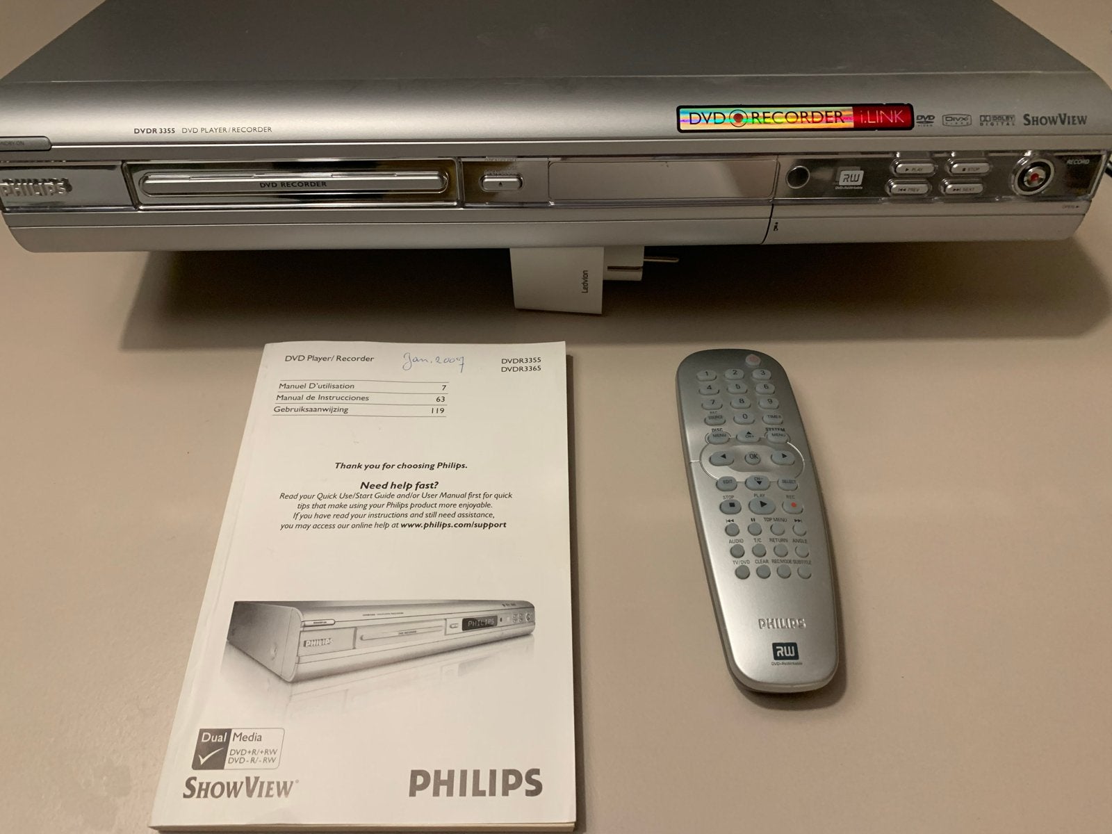 Philips DVDR3355 DVD-recorder met afstandsbediening, Ophalen, Gebruikt, Dvd-recorder, Philips
