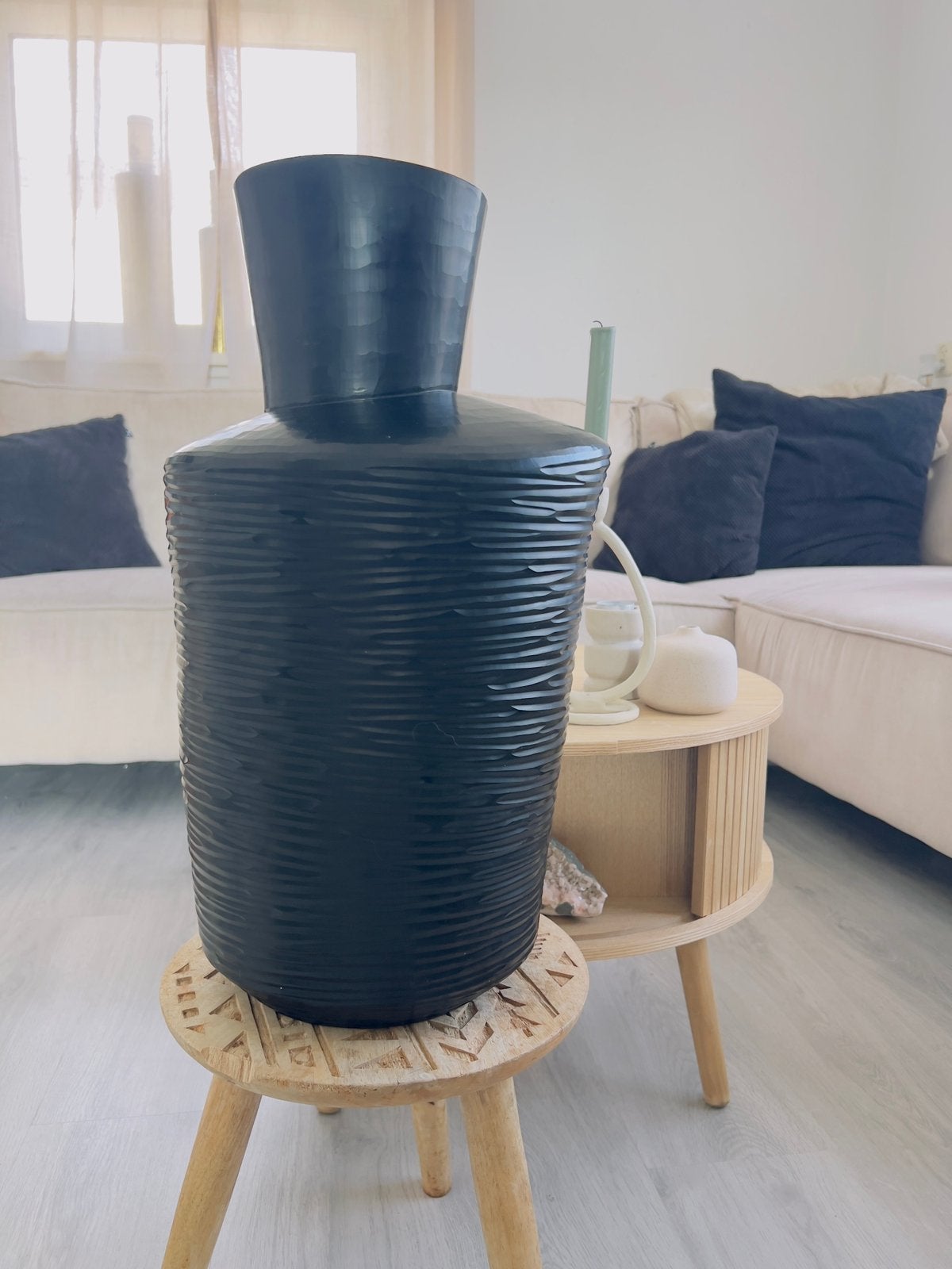 GUAXS Pukao Tall designvaas - Zwart - Handgemaakt, Ophalen, Zwart, Glas, 50 tot 75 cm