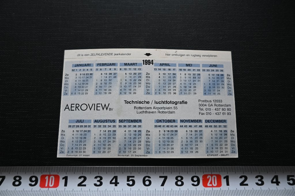 sticker kalender 1994 rotterdam AEROVIEW luchtfotografie, Ophalen, Zo goed als nieuw