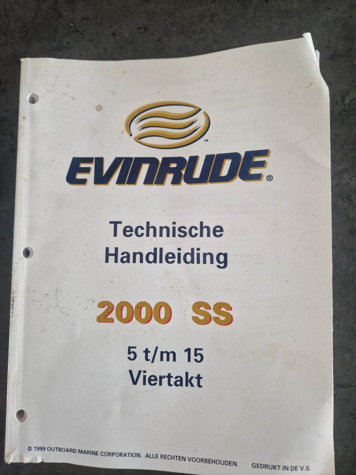 Evinrude Technische Handleiding 2000 SS 5 t/m 15 Viertakt, Ophalen of Verzenden, Gebruikt, Boek of Waterkaart