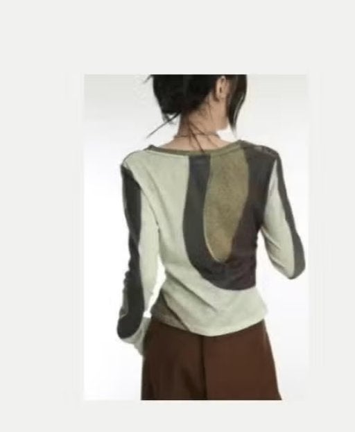 Vintage top Y2K grunge stijl Patchwork design lange mouwen, Kleding | Dames, Ophalen of Verzenden, Nieuw, Lange mouw