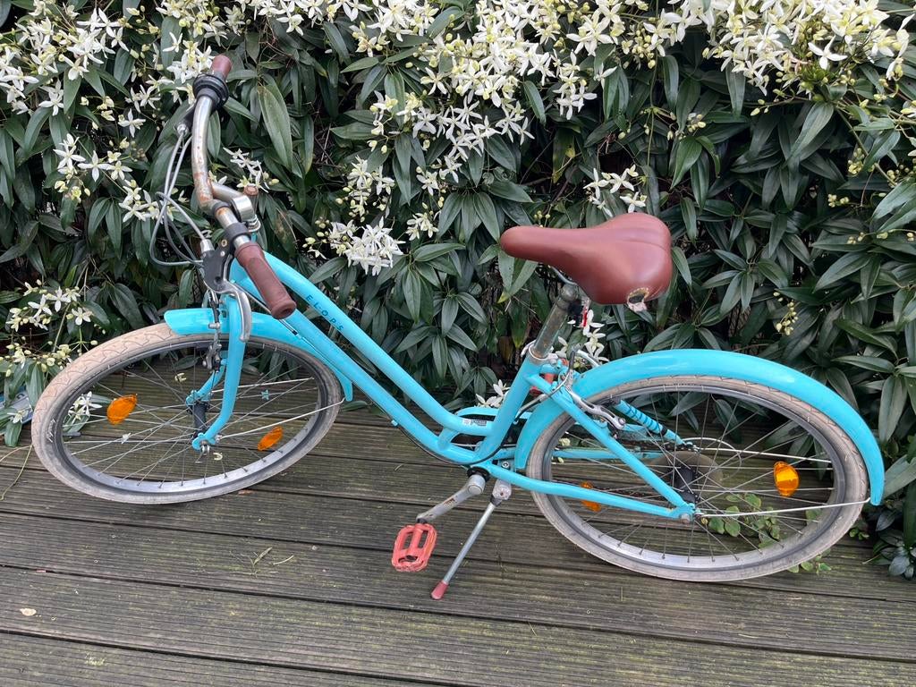 Meisjesfiets 9-12 jaar 24 inch Elops turqoise, Ophalen, Versnellingen, Elops, Gebruikt