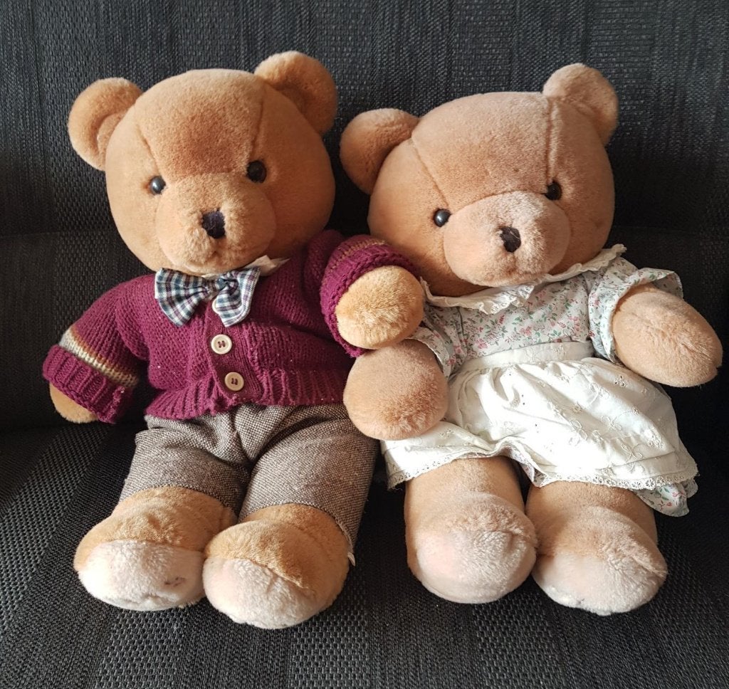Vintage Bob Sabine De Bijenkorf Berenpaar 1989 teddybeer, Gebruikt, Overige merken, Beer, Ophalen of Verzenden