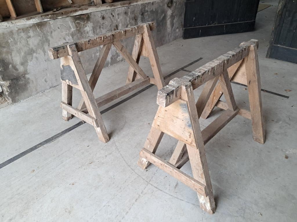 Set van 2 robuuste houten schragen, Ophalen, Gebruikt