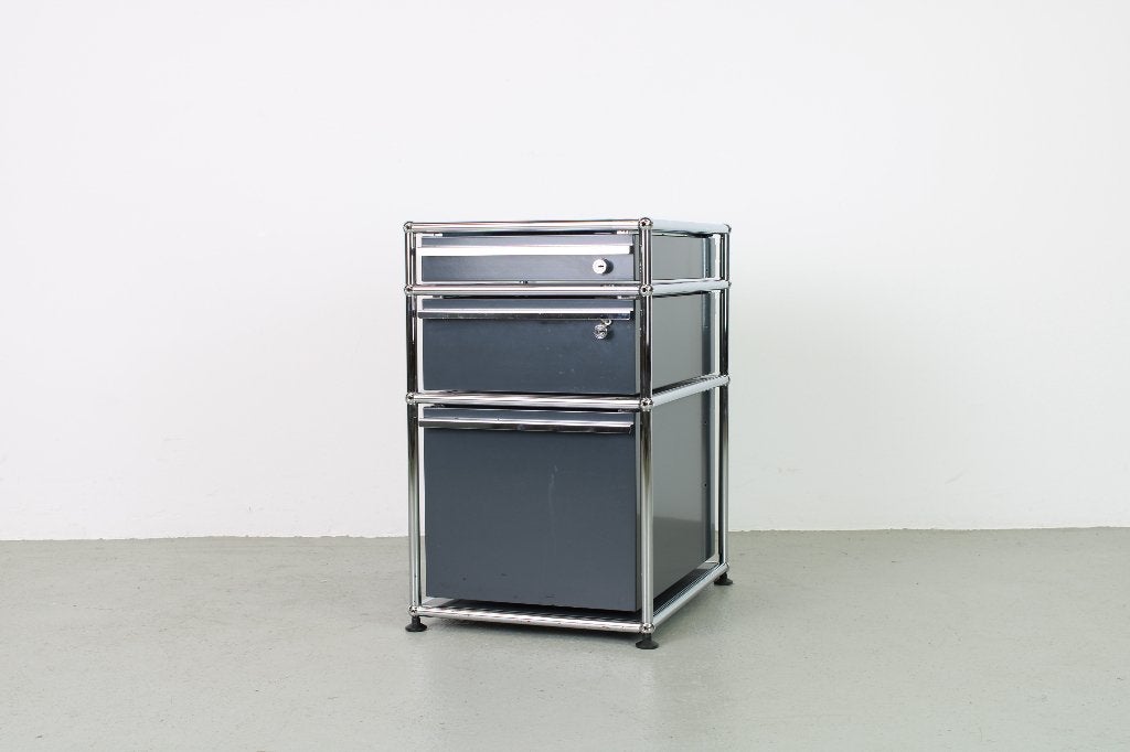 USM Haller, ladenblok, antraciet, 3 lades, Ophalen, Minder dan 50 cm, Gebruikt, 3 of 4 laden
