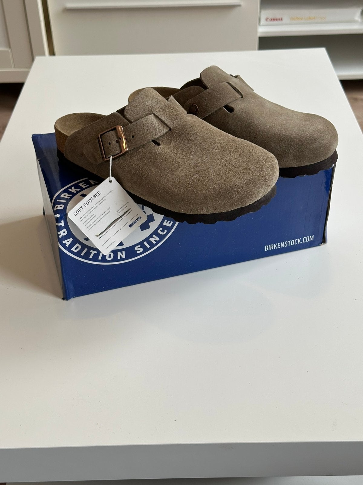 Birkenstock Boston Taupe Nieuw Maat 39, Instappers, Nieuw, Ophalen of Verzenden, Grijs