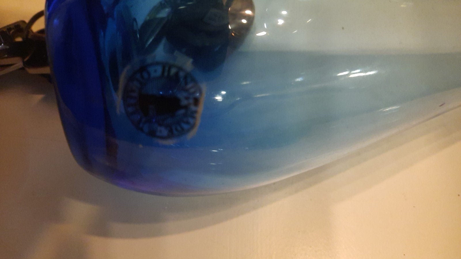 Handgeblazen blauwe glazen vaas, Antiek en Kunst, Antiek | Vazen, Ophalen of Verzenden