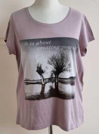 Charles Vogele lila/grijs t-shirt met print mt. XL, Kleding | Dames, T-shirts, Charles Vogele, Overige kleuren, Maat 46/48 (XL) of groter