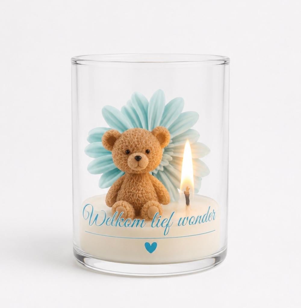 Kaars met beer geboortecadeau babyshower cadeau, Huis en Inrichting, Woonaccessoires | Kandelaars en Kaarsen, Ophalen of Verzenden