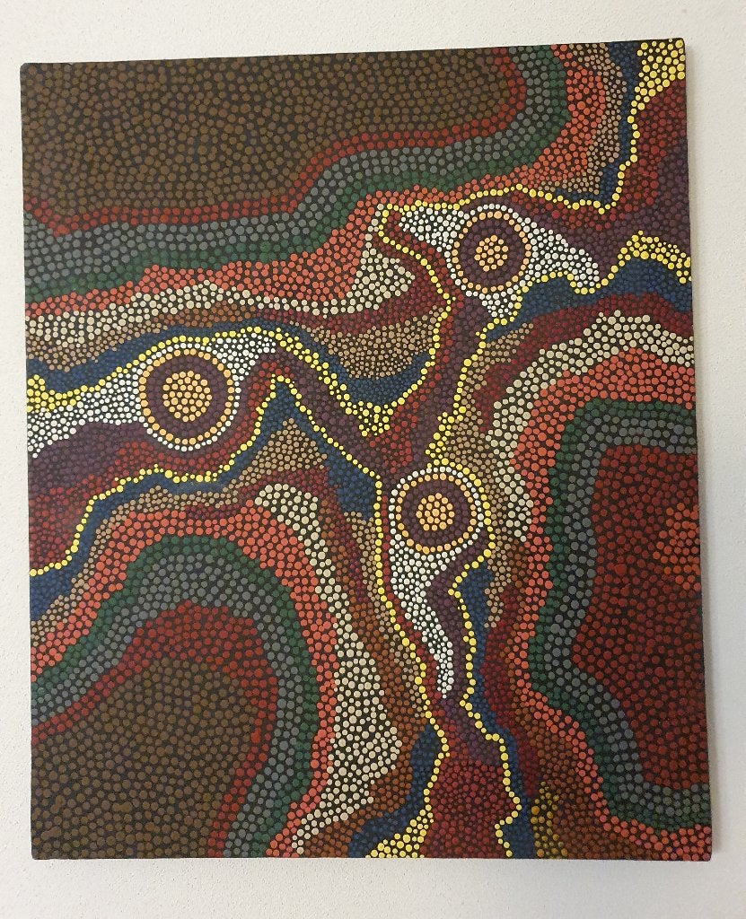 Australische Aboriginal schilderij dot Art, Antiek en Kunst, Kunst | Schilderijen | Klassiek, Ophalen of Verzenden, Overige onderwerpen