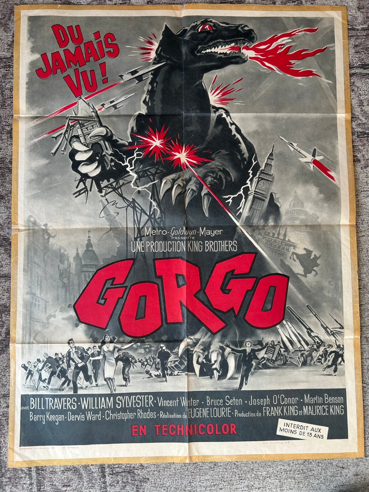 Originele filmposter Gorgo 1961, Ophalen of Verzenden, Gebruikt, A1 t/m A3, Film en Tv